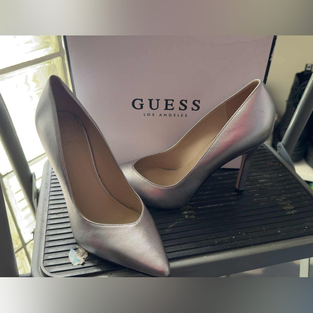 Guess Metallic Silver Heels